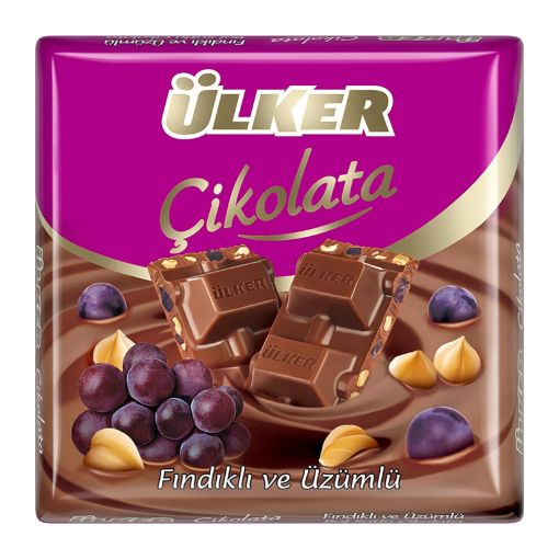 Picture of Ulker Rich Milk Chocolate with Hazelnut and Grape 60G