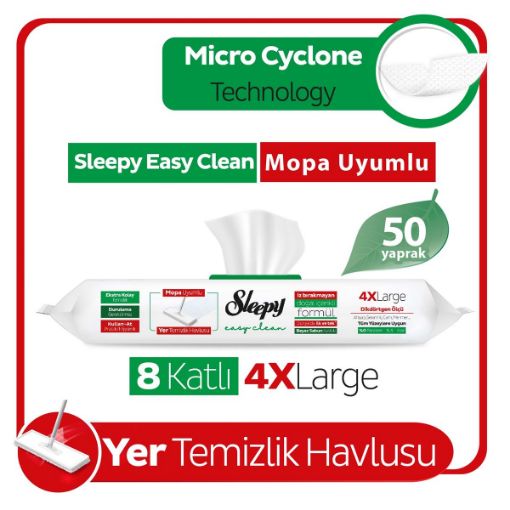 Picture of Sleepy Easy Clean White Soap Added Mop Compatible Floor Cleaning Towel 50 Sheets