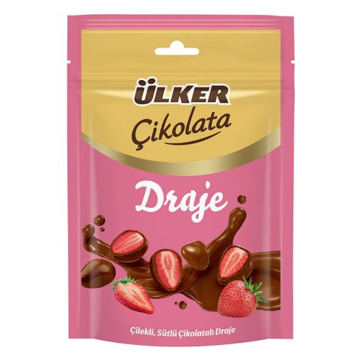 Picture of Ulker Dragee Chocolate Freeze Dry Strawberry Milk 80 G
