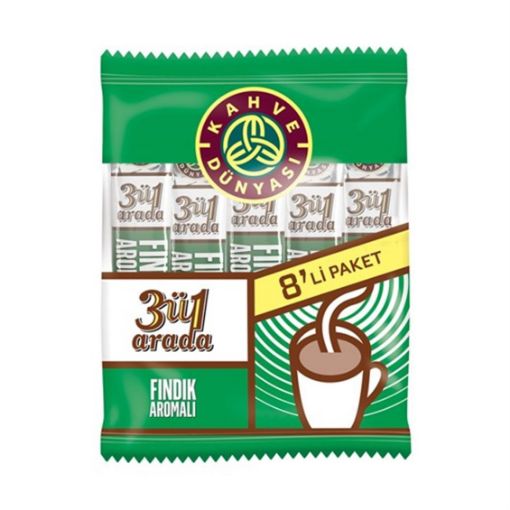 Picture of Kahve Dunyasi 3 in 1 Hazelnut Flavored 8 Pack