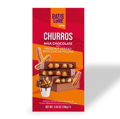 Picture of Patislove Churros Milk Chocolate with Hazelnut Spread with Cocoa Filling 100 g