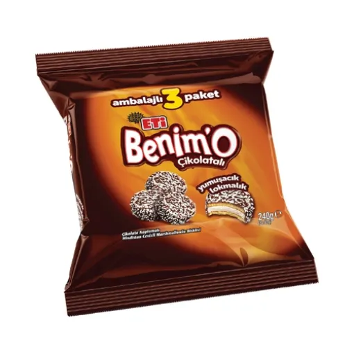 Picture of Eti Benim'O Marshmallow Chocolate Coated Biscuits 3x80g