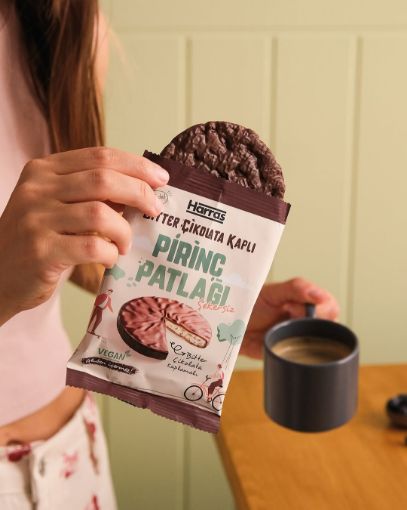 Picture of Harras Dark Chocolate Coated Rice Crisps Vegan and Sugar-Free 37 g