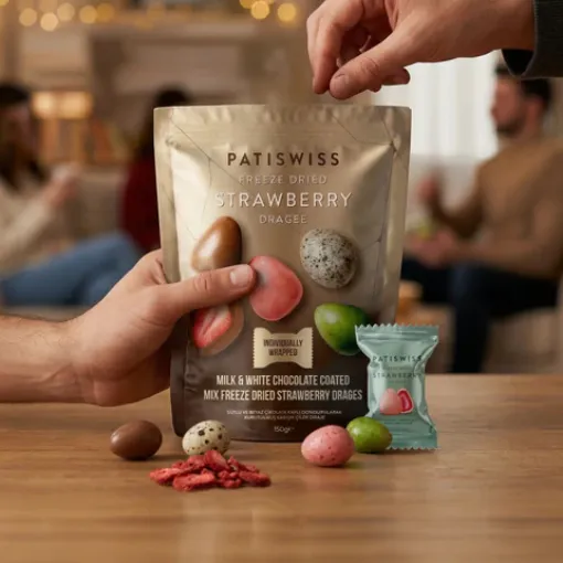 Picture of Patiswiss Freeze Dried Strawberry Dragee 150 G