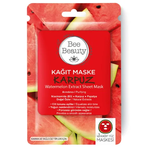 Picture of Bee Beauty Watermelon Patterned Paper Face Mask x1