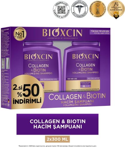 Picture of Bioxcin Collagen and Biotin Volumizing Shampoo 2 x 300 ml