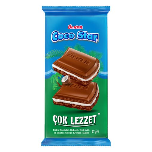 Picture of Ulker Cocostar Milk Chocolate Cocoa and Coconut Flavored Tablets 97g